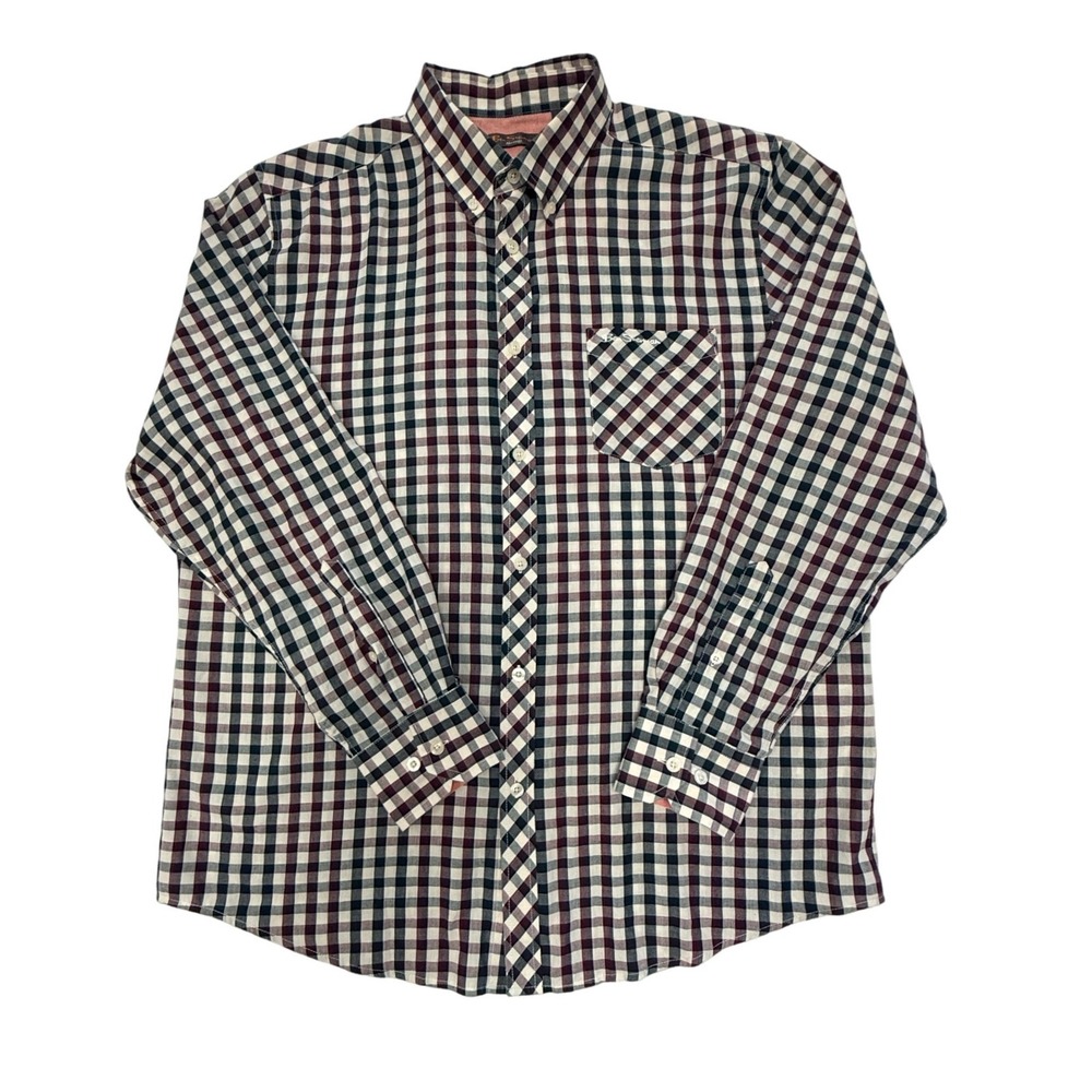 Ben Sherman Heritage Union Fit Gingham Button Down Shirt Mens XL MA11162 Navy